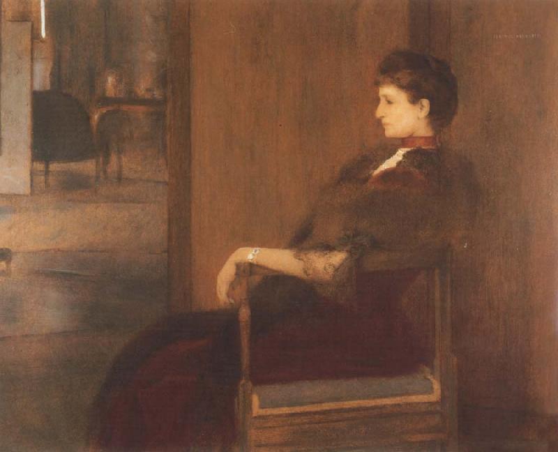 Fernand Khnopff Portrait of Madame de Bauer Sweden oil painting art